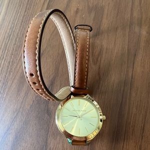 Michael Kors wraparound brown and gold leather watch